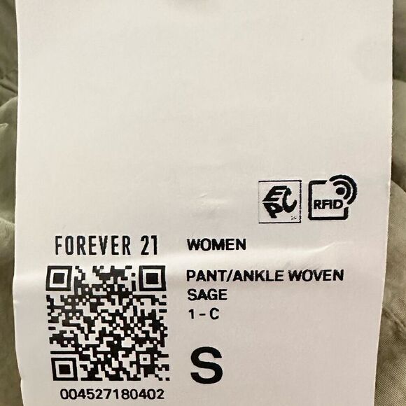 NWT Forever 21 Elastic Waist Drawstring Cargo Jogger Ankle Pant Woven Army Green - Picture 4 of 4